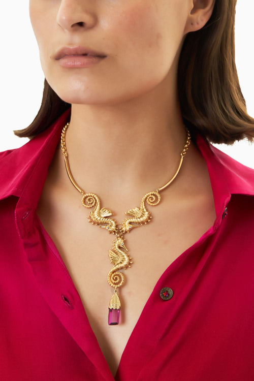 The Ruby Seahorse Necklace