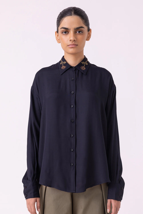 Norris Black Embroidered Shirt