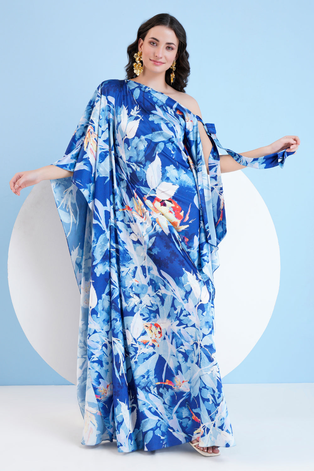 Printed Straight Kaftan With Knot Detail