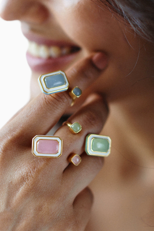 Cloudy Pink Float Adjustable Ring