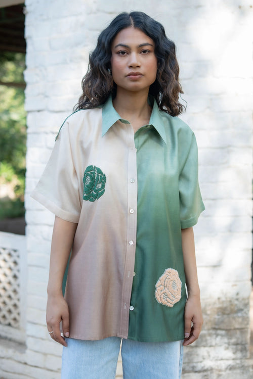 Green-Taupe Kai Shirt