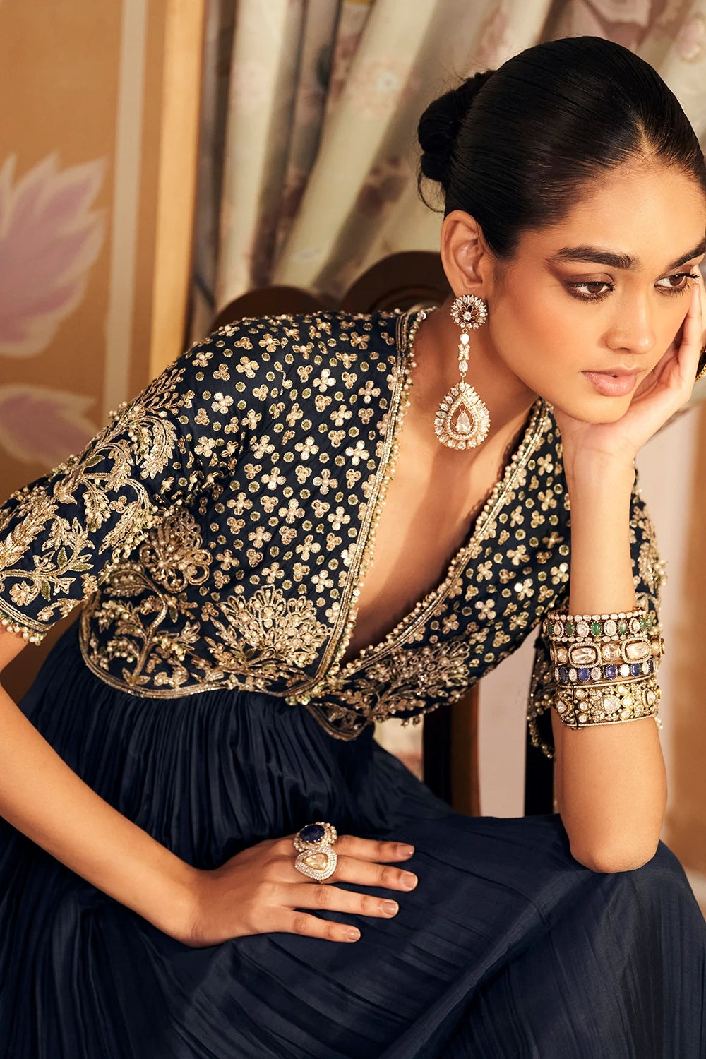 Zarqaa Navy Anarkali Set