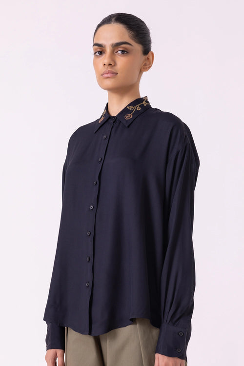 Norris Black Embroidered Shirt