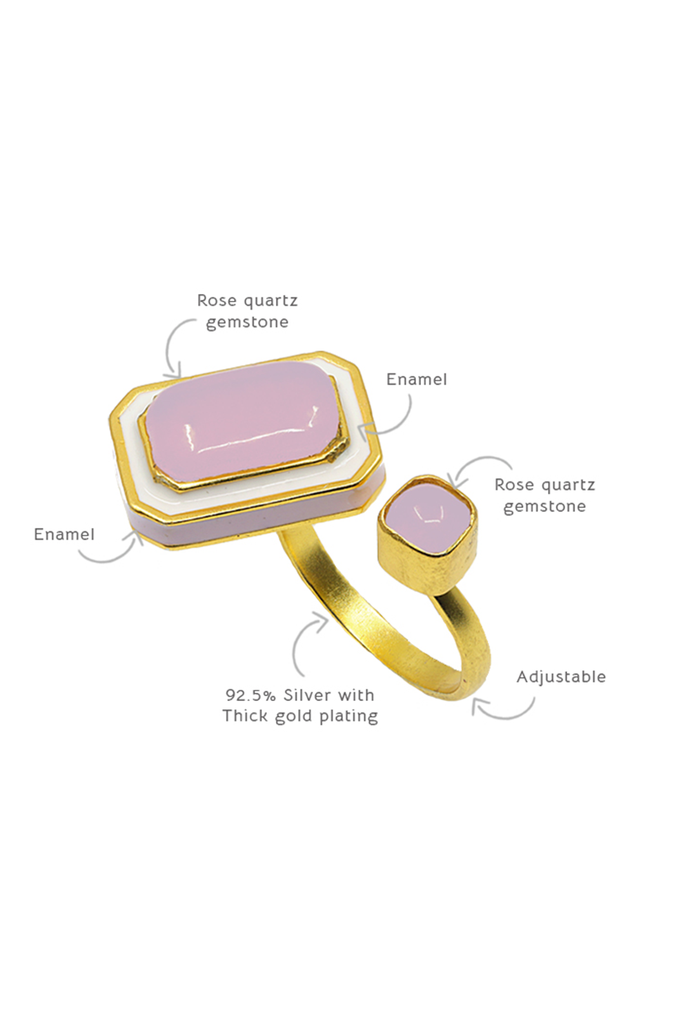 Cloudy Pink Float Adjustable Ring