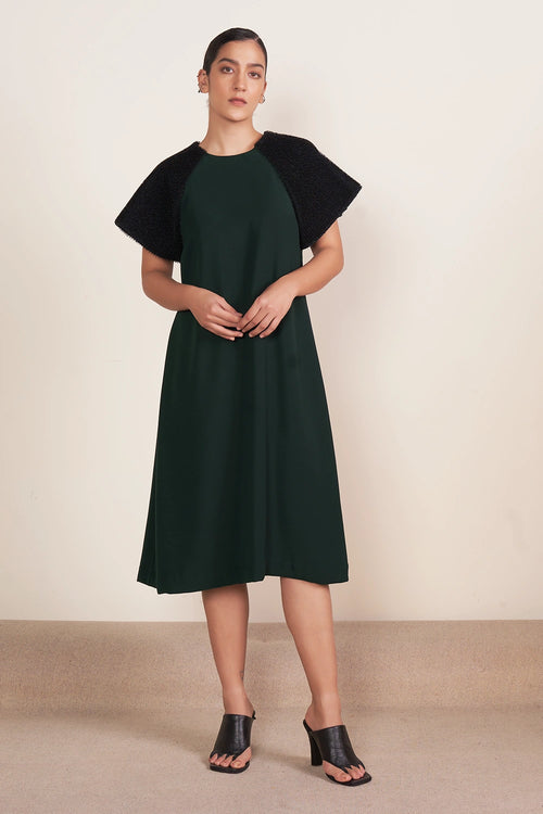 Green Raglan Overlay Dress