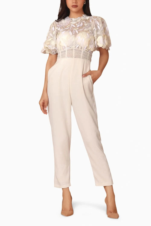 Bell Sleeves Embroidered Jumpsuit