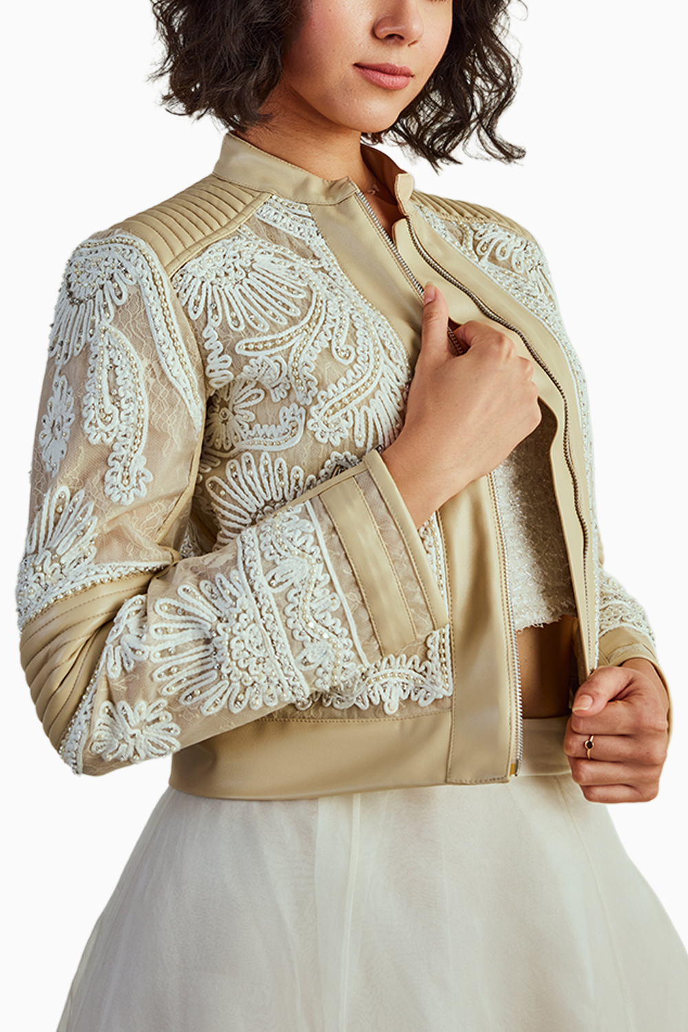 Nude Ivory Leatherite Jacket