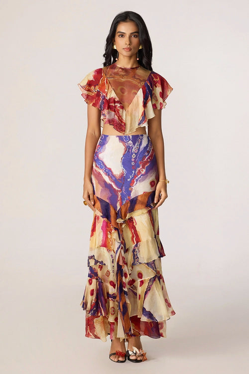 Multi Elena Blouse With Multi Marieya Skirt