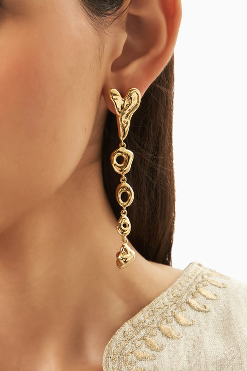 Pebble Heart Dangler Earrings