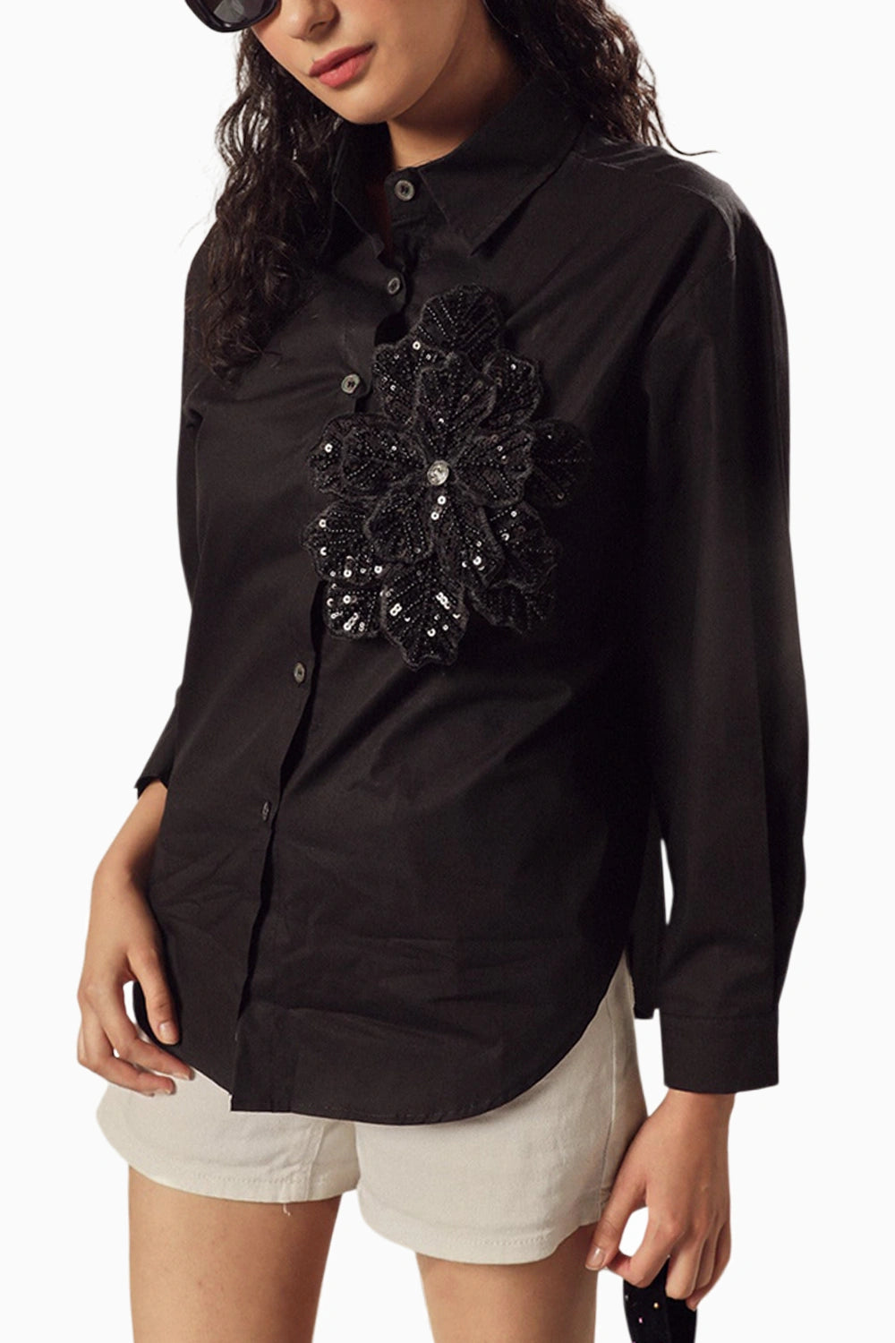 Fallon Black Embroidered Shirt