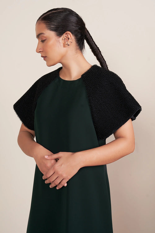 Green Raglan Overlay Dress