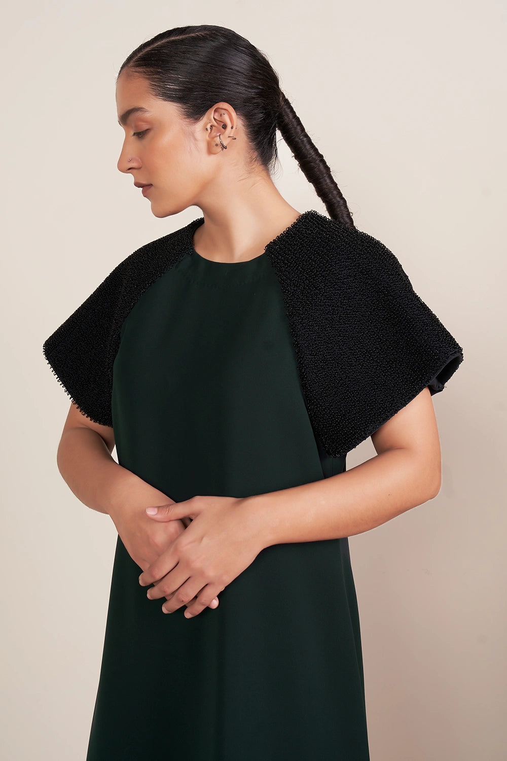 Green Raglan Overlay Dress