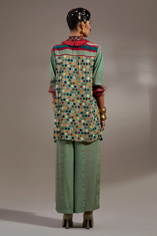 Ash Green Anka Atri Straight Shirt With Palazzo