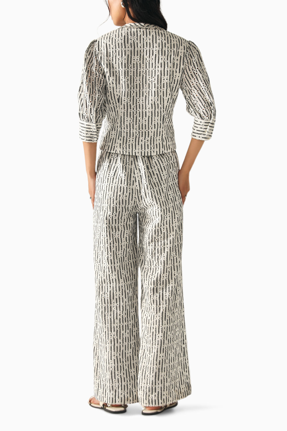 Amie Cream Schiffli Co-ord Set