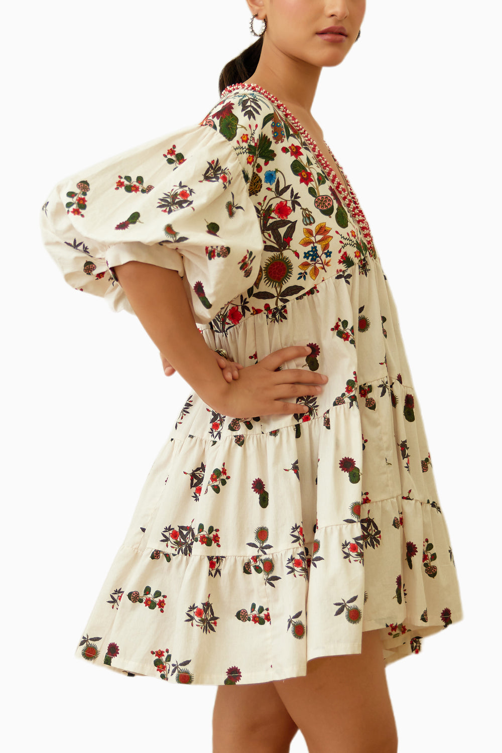 Ivory Kohinoor Buta Print Kaftan Dress