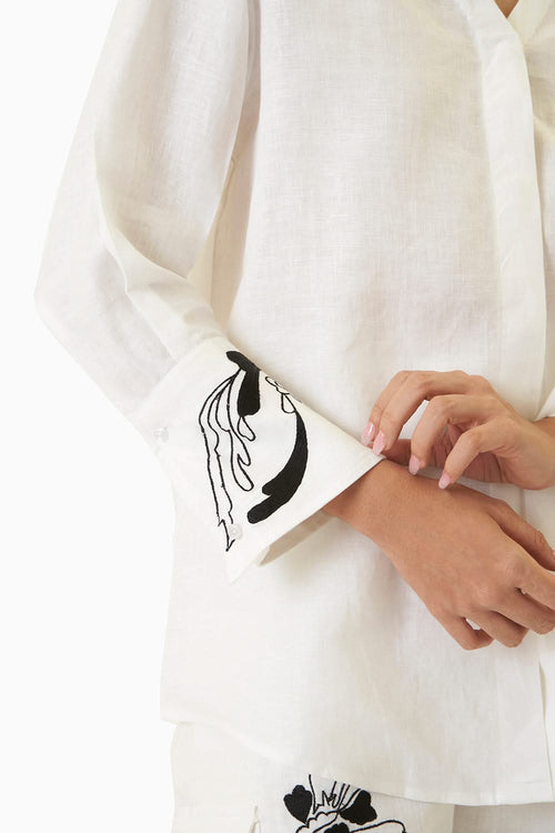 White Hibiscus Linen Co-ord Set