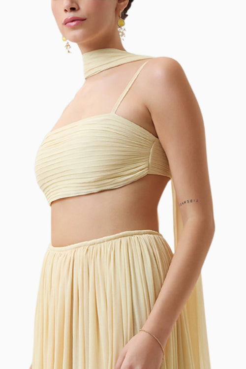 Yellow Morgana Pleated Crop Top