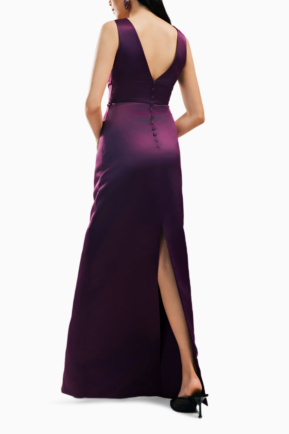 Dahlia Deep V Neck Dress With A Rose