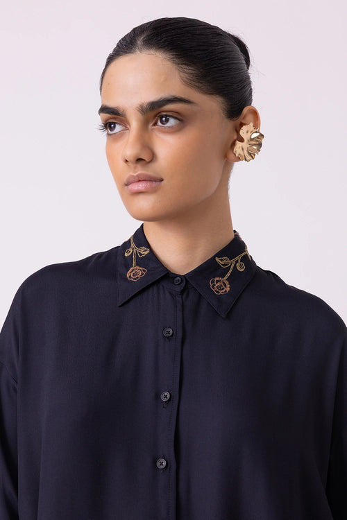 Norris Black Embroidered Shirt