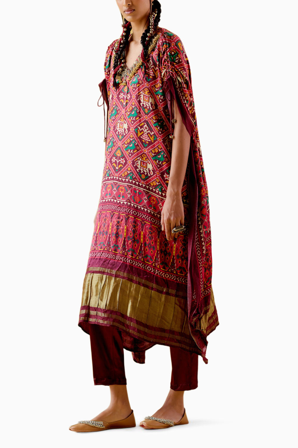 Tychon Maroon Digital Printed Kaftan