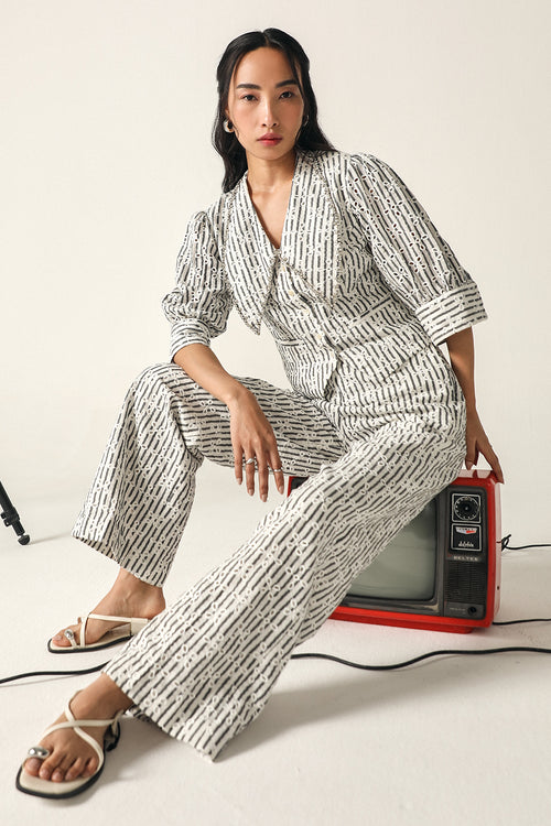 Amie Cream Schiffli Co-ord Set