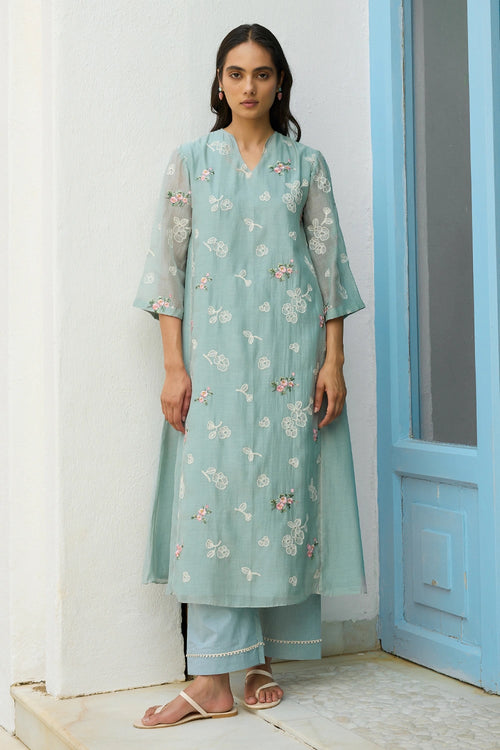Sky Thread Embroidered Co-ord Set