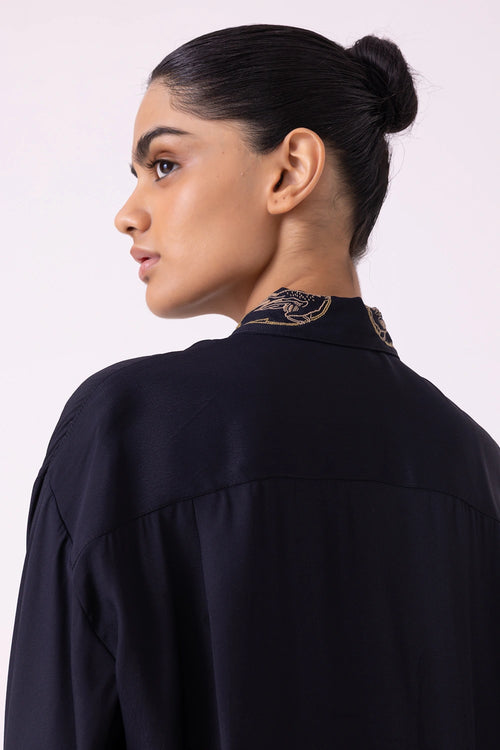 Norris Black Embroidered Shirt