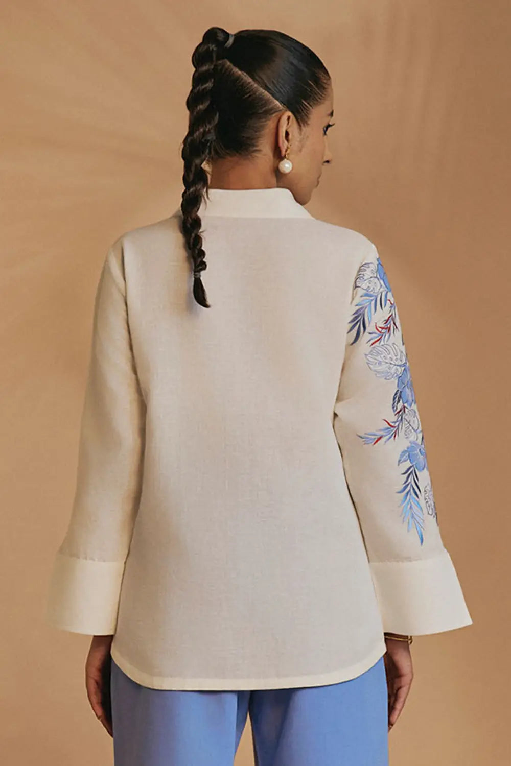Ivory Blue Flora Shirt