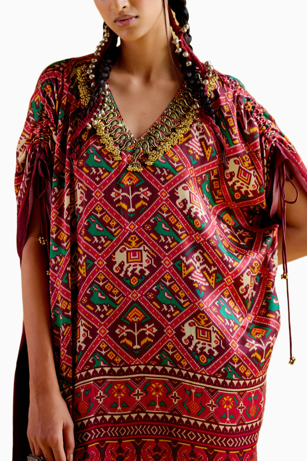 Tychon Maroon Digital Printed Kaftan