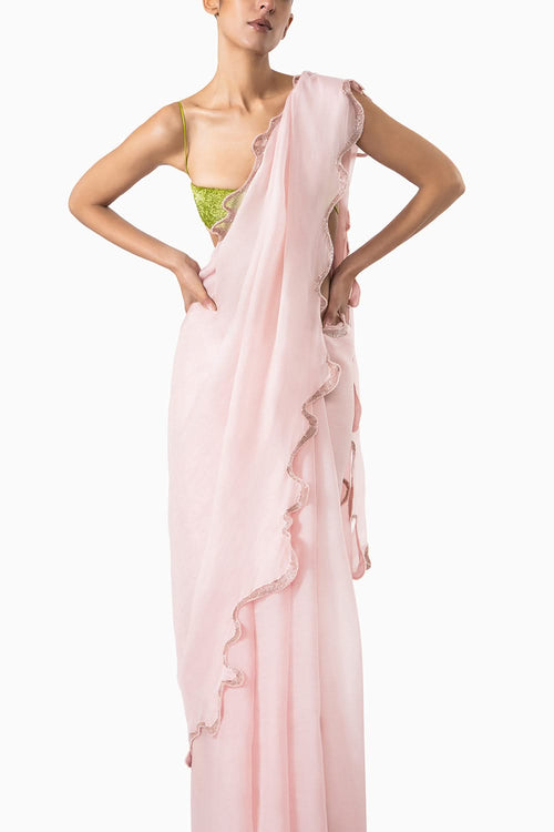 Barely Pink Thousand Crescents Saree