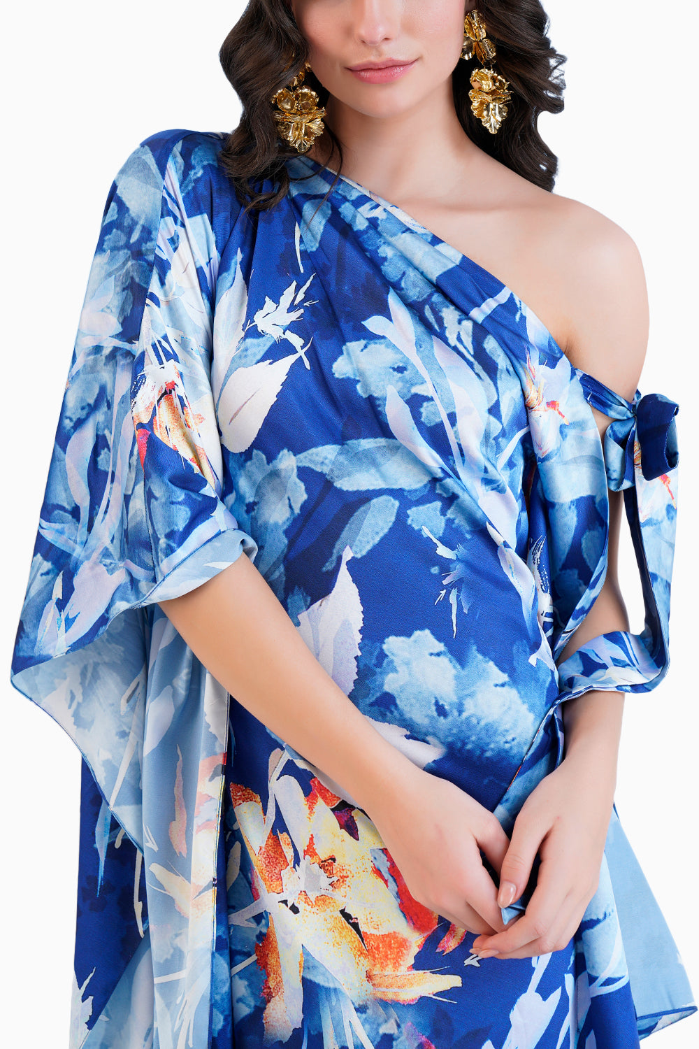 Printed Straight Kaftan With Knot Detail