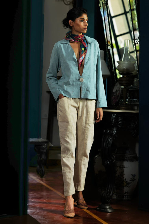 Blue Front Cut Top