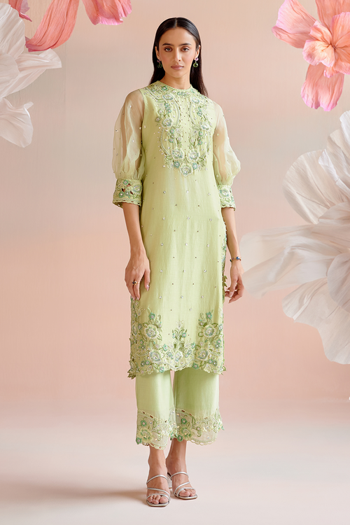 Mint Green Multitonal Cutwork Kurta Set