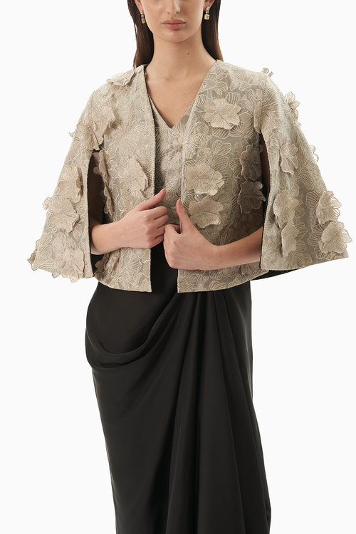 Silver and Black Antique Floral Cape