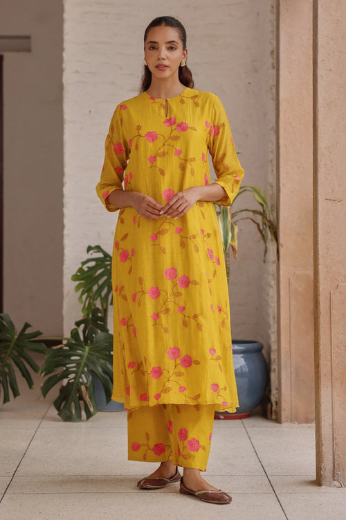 Canary Bloom Embroidered Co-ord Set