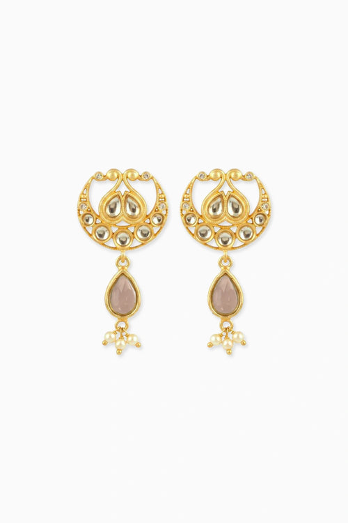 Chaand Roop Stud Earrings with Mirror Polki
