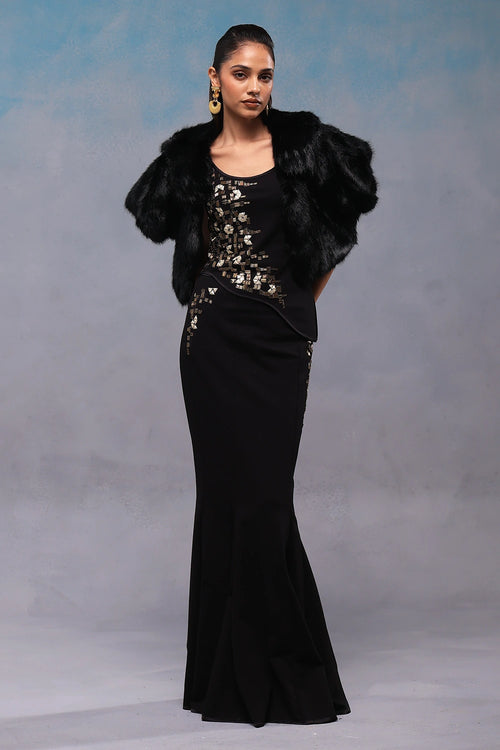 Black and Gold Kohl Long Skirt