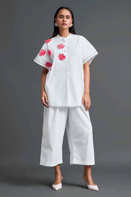 White Floral Patch Co-ord Set