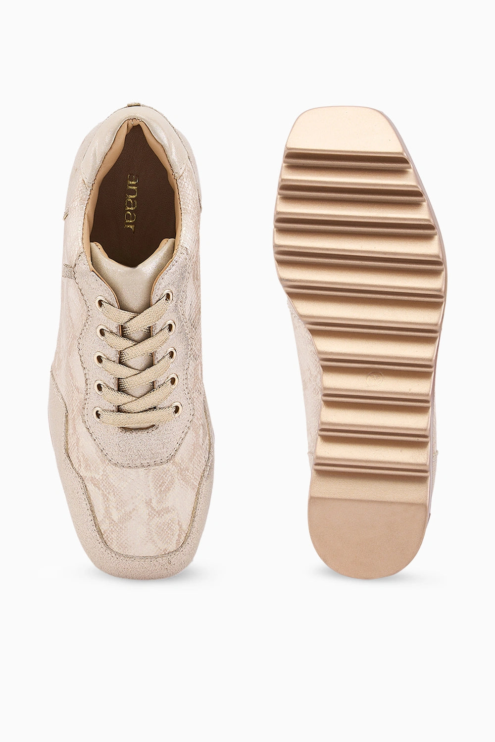 Champagne Gold Groove Signature Wedge Sneakers