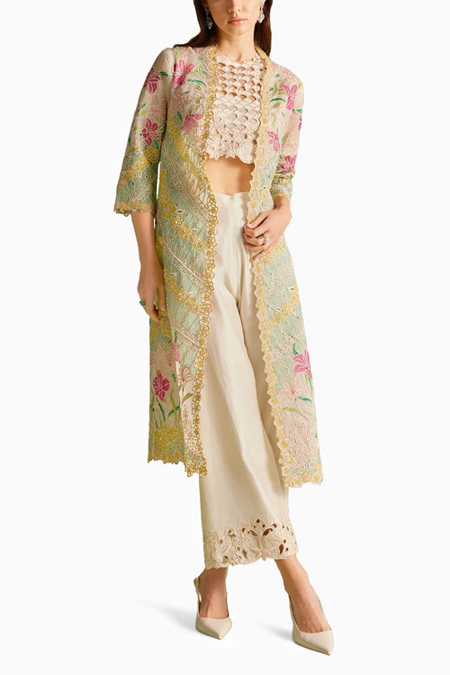 Ivory & Aqua Applique Co-ord Set