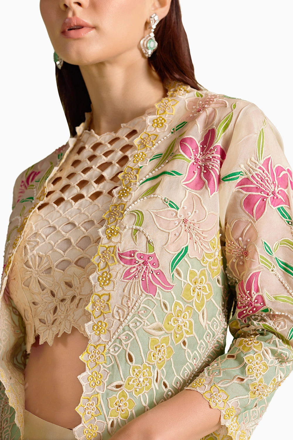 Ivory & Aqua Applique Co-Ord Set