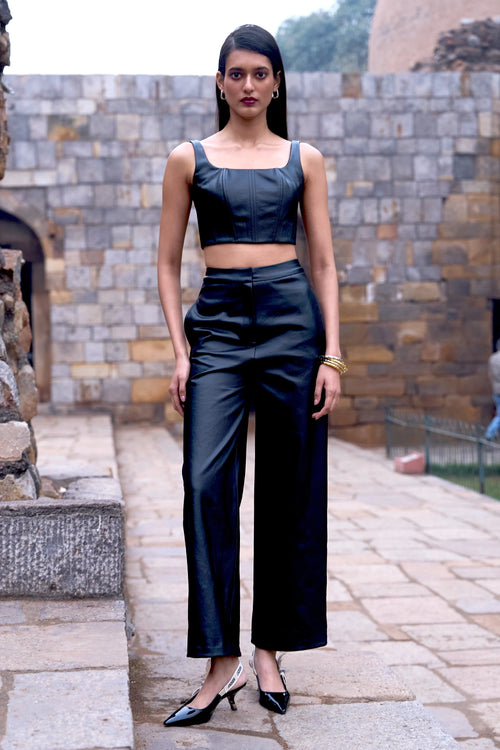 Waxed Denim Corset And Pant