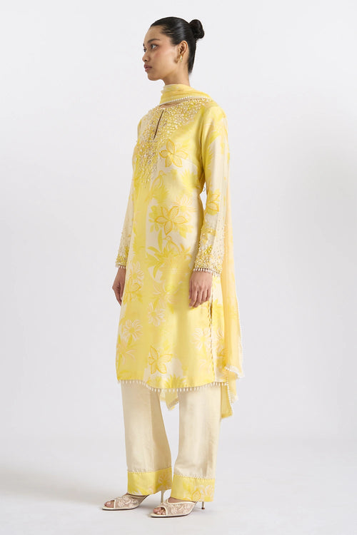 Sunkissed Pearl-Embellished Kurta Set