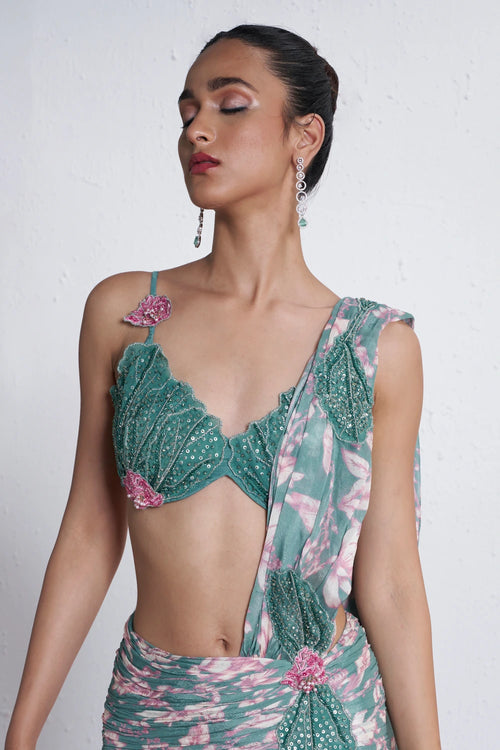 Teal Temptation Sari