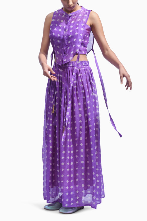 Amethyst Violet Cross Silk Co-ord Set
