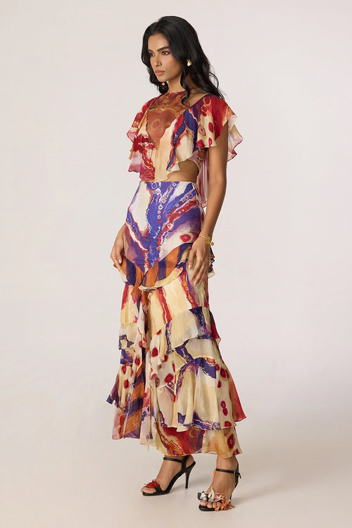 Multi Elena Blouse With Multi Marieya Skirt