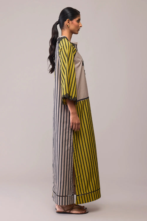 Neesa Mustard and Beige Dress
