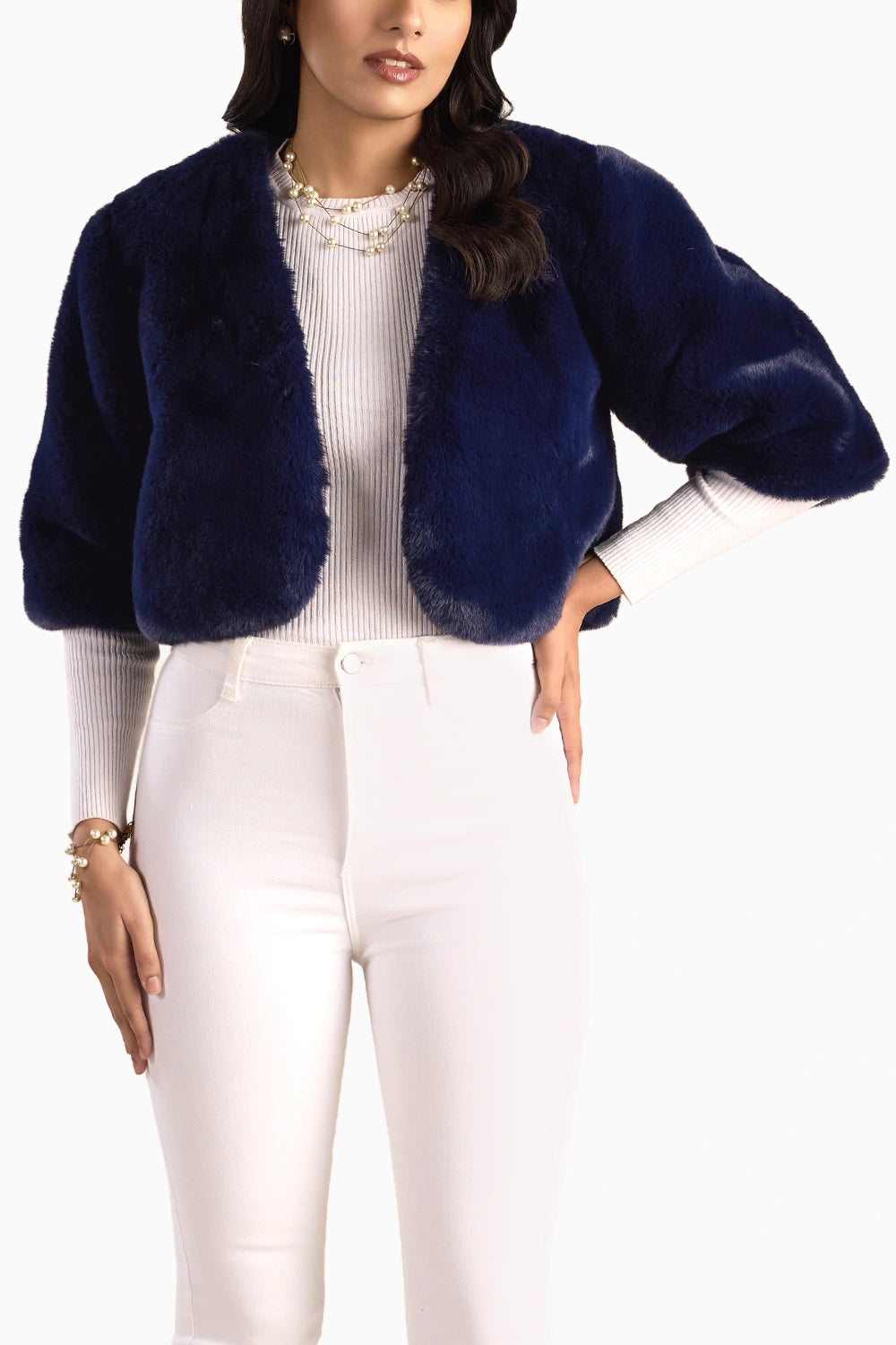 Cropped Faux Fur Jcket