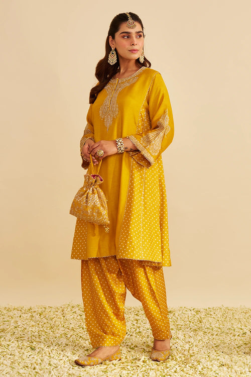 Jeriah Mustard Short Chauga with Salwar