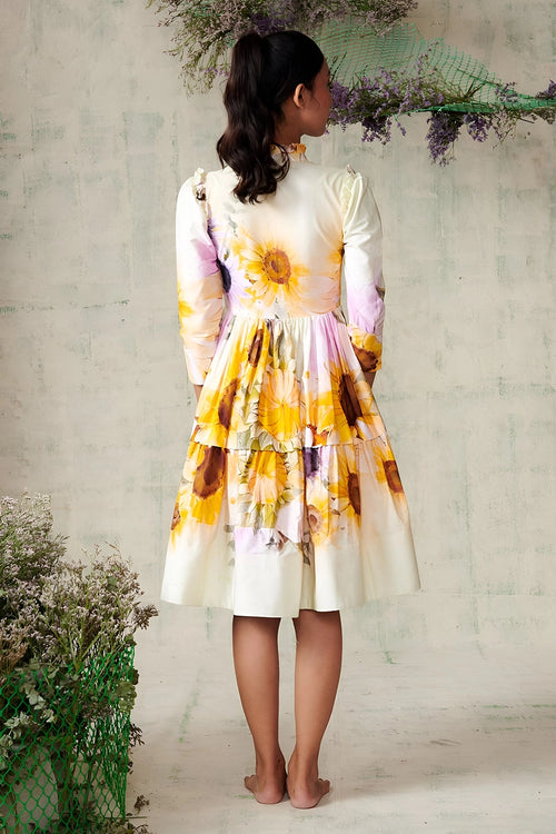 Sunflower Placement Collar Dress